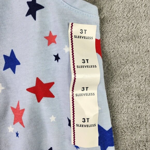 Toddler Girls Cat & Jack Blue Red White Star Tank Top Sleeveless Size 3T - Picture 5 of 6
